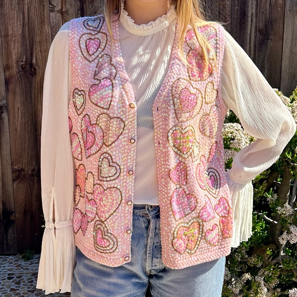 Rare y2k sequined heart vest